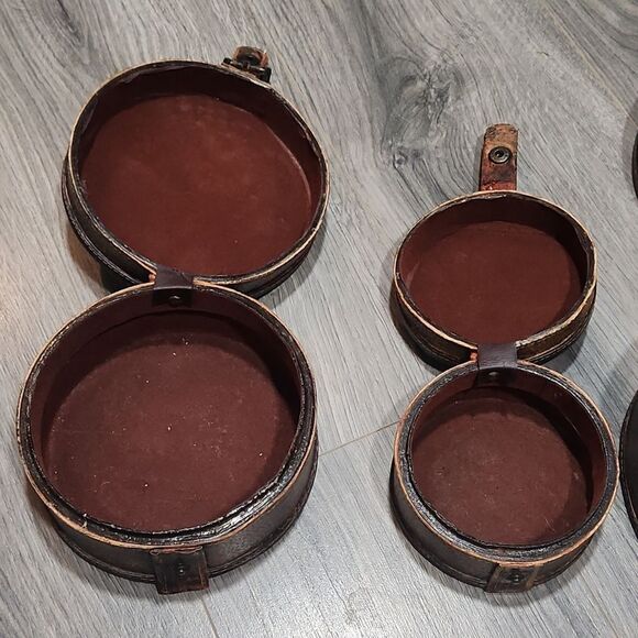 Set of 3 Leather Storage Stacking Round Boxes - Picture 8 of 8